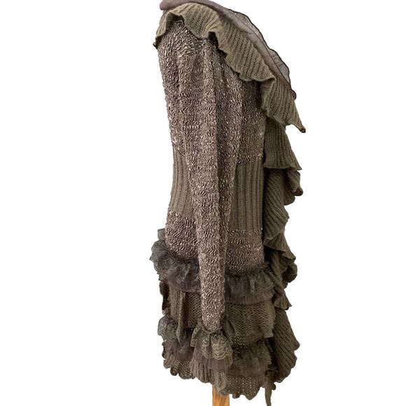 Vtg. Fairy, Whimsy Victorian Wool blend Button Cardigan women’s M Lace Ruffle - Picture 2 of 13